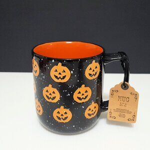 NEW Global Design Speckled Jack O Lantern Mug 16 OZ Halloween